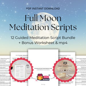 Full Moon Meditation Scripts Bundle + Bonus Worksheet & mp4 (Instant Download PDF)