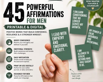 Affirmations for Men - Mindset Cards for Confidence, Success & Emotional Intelligence | Printable + Digital Download