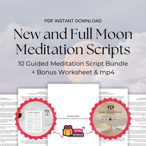 New & Full Moon Guided Meditation Scripts + Reflection Worksheet + Energy Cleanse mp4