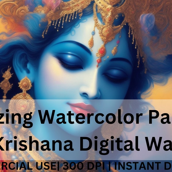 Lord Krishna Wall Art, Krishna Digital Art, Digital Download, Hinduism, Indian God, Divine Krishna, Mystical Art, Krishna Painting,Mysticism