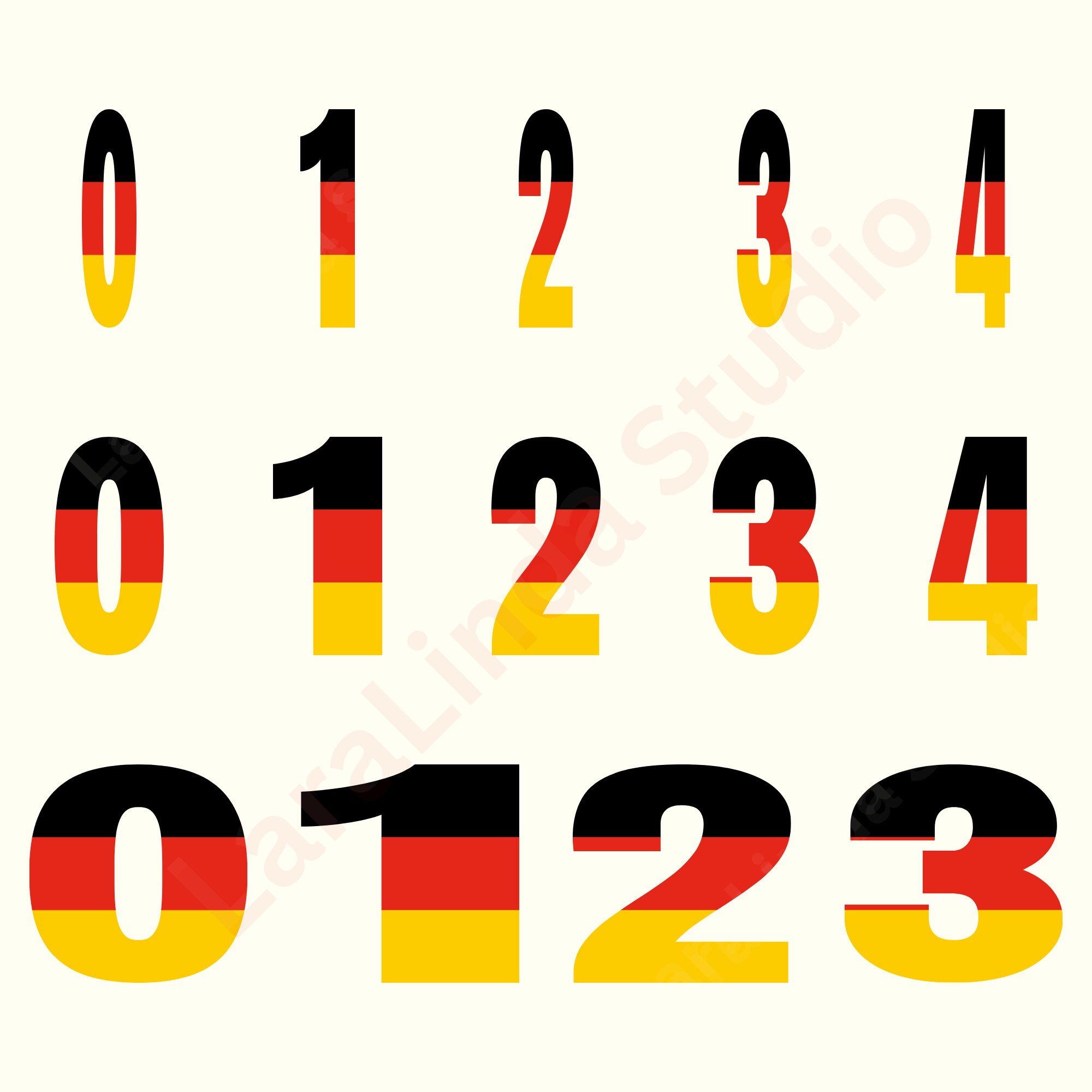 Deutschland flag and numbers SVG files.