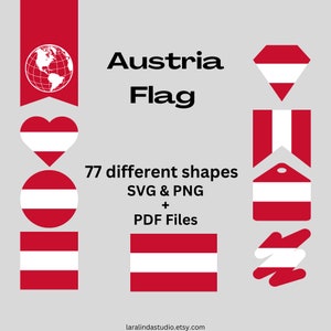 Austria Flag Bundle 77 SVG & PNG Printable Files for Ready to Use Designs Europe Country Flag Printable Pennants and Printable Banners