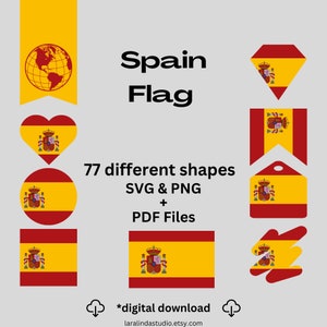 Spain Flag Bundle 77 SVG & PNG Printable Files for Ready to Use Designs Europe Country Flag Printable Pennants and Printable Banners