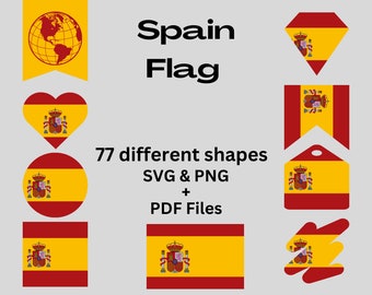 Spain Flag Bundle 77 SVG & PNG Printable Files for Ready to Use Designs Europe Country Flag Printable Pennants and Printable Banners