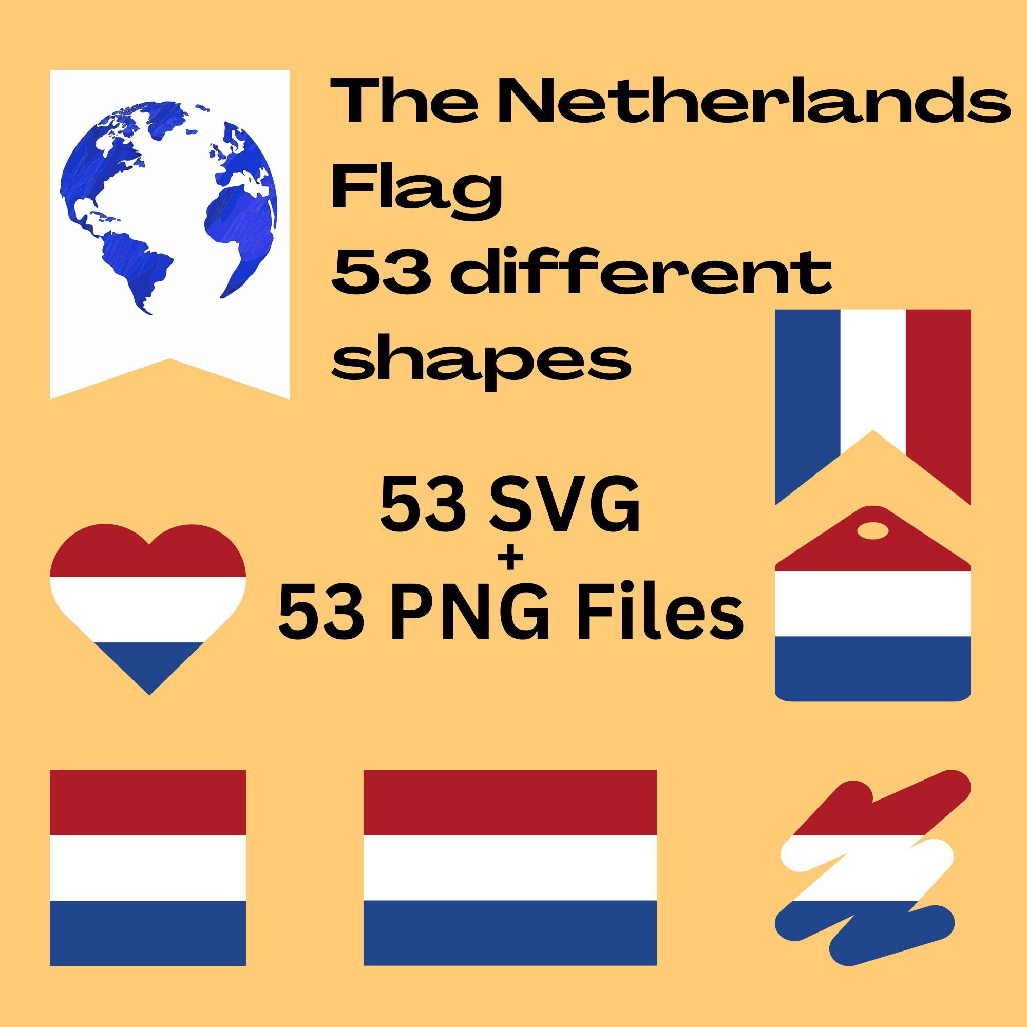 Netherlands Flag Bundle 53 SVG and PNG Files for Ready to Use Print ...