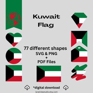 Kuwait Flag Bundle 77 SVG & 77 PNG Printable Files for Ready to Use Designs Asia Country Flag Printable Banners and Printable Pennants