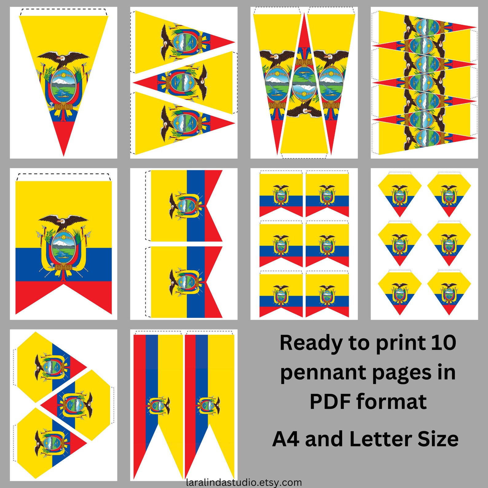 Ecuador Flag Bundle 77 SVG & PNG Printable Files for Ready to Use
