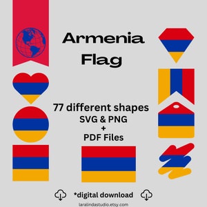 Armenia Flag Bundle 77 SVG & PNG Printable Files for Ready to Use Designs Asia Country Flag Printable Pennants and Printable Banners