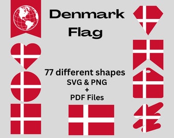Denmark Flag Bundle 77 SVG & PNG Printable Files for Ready to Use Designs Europe Country Flag Printable Pennants and Printable Banners