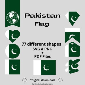 Pakistan Flag Bundle 77 SVG & 77 PNG Printable Files for Ready to Use Designs Asia Country Flag Printable Banners and Printable Pennants