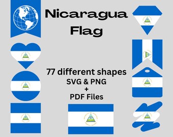 Nicaragua Flag Bundle 77 SVG & PNG Printable Files for Ready to Use Designs North America Country Flag