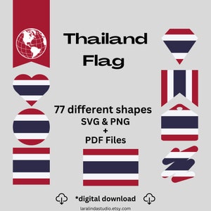 Thailand Flag Bundle 77 SVG & 77 PNG Printable Files for Ready to Use Designs Asia Country Flag Printable Banners and Printable Pennants