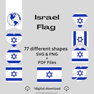 Israel Flag Bundle 77 SVG & 77 PNG Printable Files for Ready to Use Designs Asia Country Flag Printable Banners and Printable Pennants