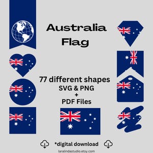 Australia Flag Bundle 77 SVG & 77 PNG Printable Files for Ready to Use Designs Oceania Country Flag Printable Banners and Printable Pennants