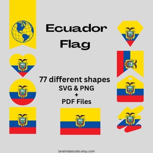 Ecuador Flag Bundle 77 SVG & PNG Printable Files for Ready to Use Designs South America Country Flags