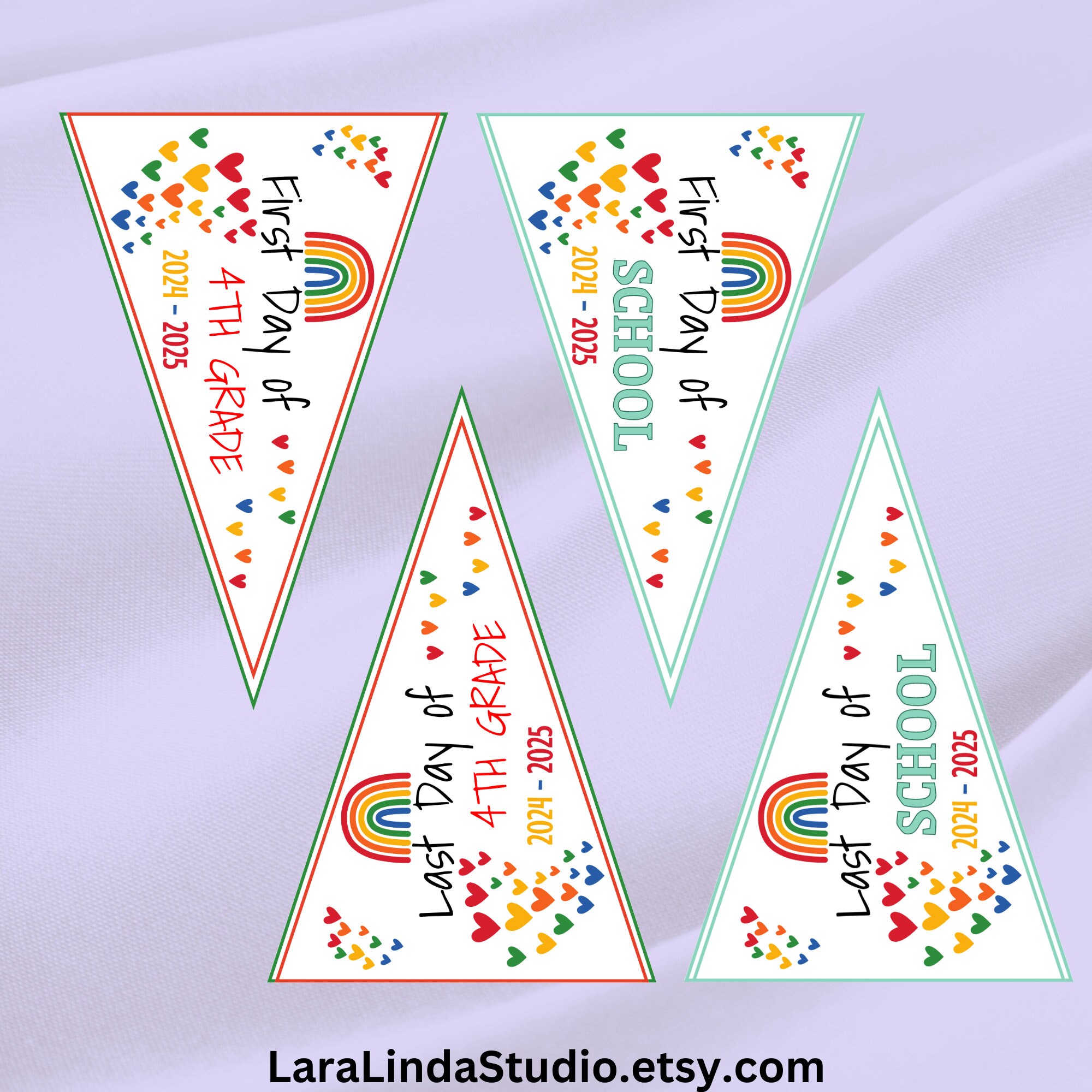 Printable First Day of 4th Grade Pennants and Last Day of 4th Grade ...