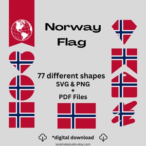 Norway Flag Bundle 77 SVG & PNG Printable Files for Ready to Use Designs Europe Country Flag Printable Pennants and Printable Banners