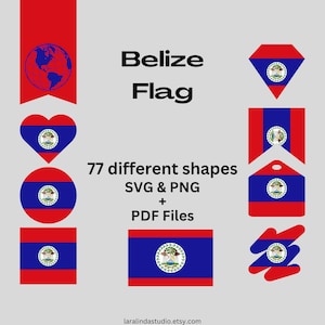 Belize Flag Bundle 77 SVG & PNG Printable Files for Ready to Use Designs North America Country Flag