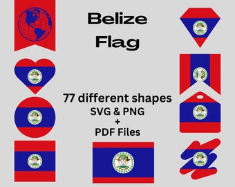 Belize Flag Bundle 77 SVG & PNG Printable Files for Ready to Use Designs North America Country Flag