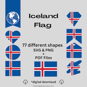 Iceland Flag Bundle 77 SVG & PNG Printable Files for Ready to Use Designs Europe Country Flag Printable Pennants and Printable Banners