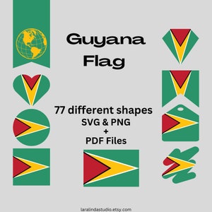 Guyana Flag Bundle 77 SVG & PNG Printable Files for Ready to Use Designs South America Country Flags