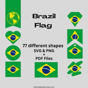 Brazil Flag Bundle 77 SVG & PNG Printable Files for Ready to Use Designs South America Country Flags