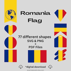 Romania Flag Bundle 77 SVG & PNG Printable Files for Ready to Use Designs Europe Country Flag Printable Pennants and Printable Banners