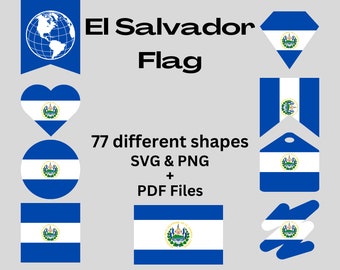 El Salvador Flag Bundle 77 SVG & PNG Printable Files for Ready to Use Designs North America Country Flag