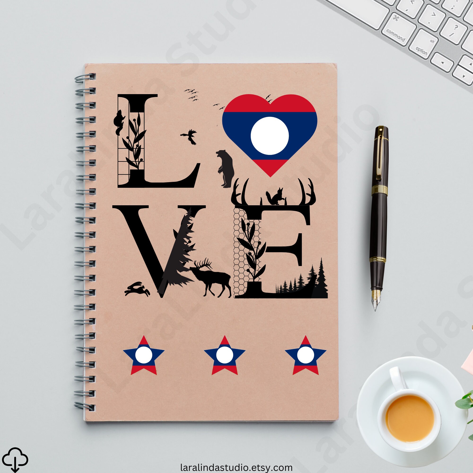 Laos Flag Bundle 77 SVG &amp; 77 PNG Printable Files for Ready to Use ...