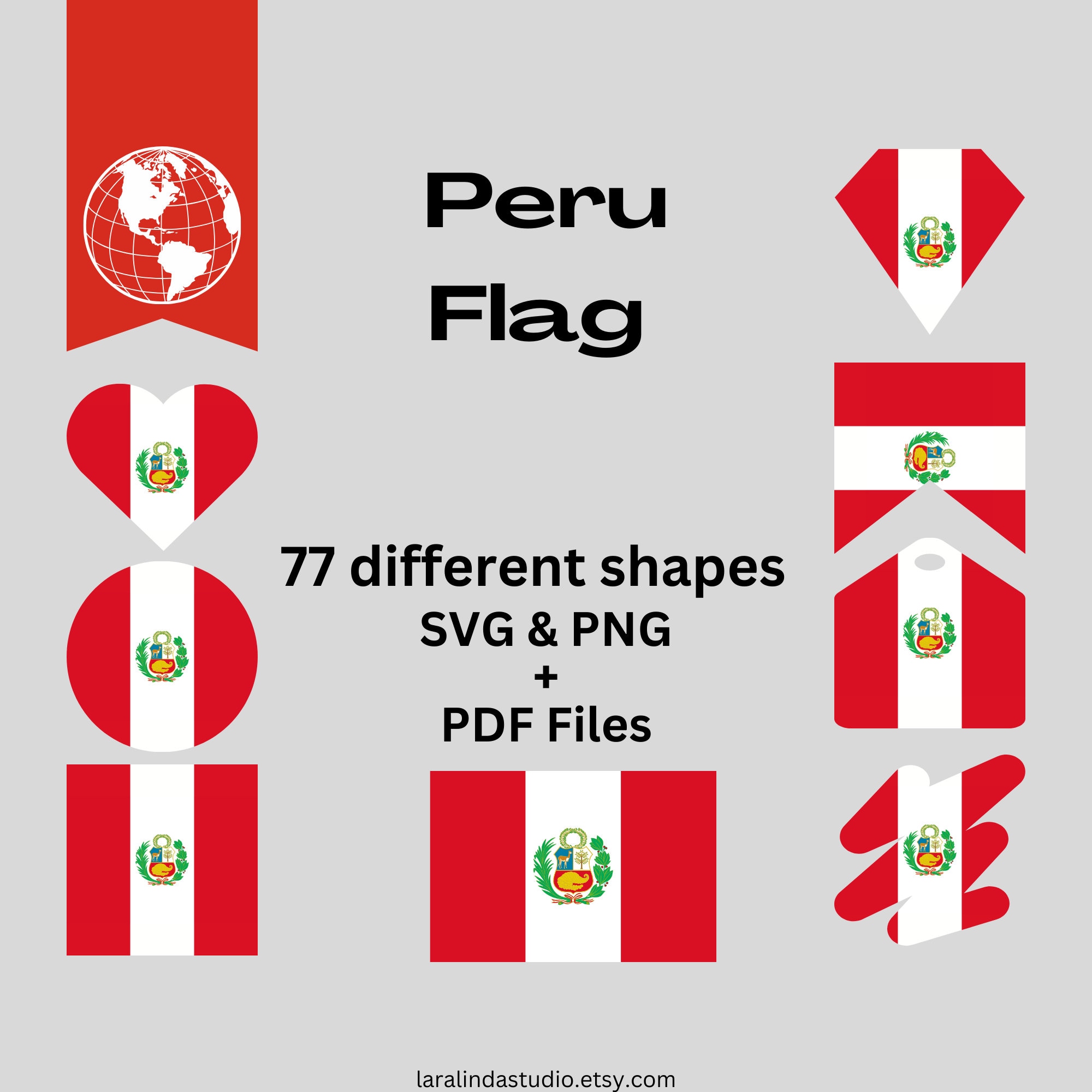 Peru Flag Bundle 77 SVG &amp; PNG Printable Files for Ready to Use Designs ...
