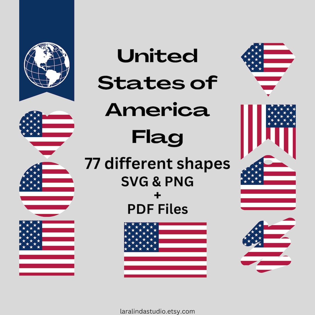 USA Flag Bundle 77 SVG & PNG Printable Files for Ready to Use Designs ...