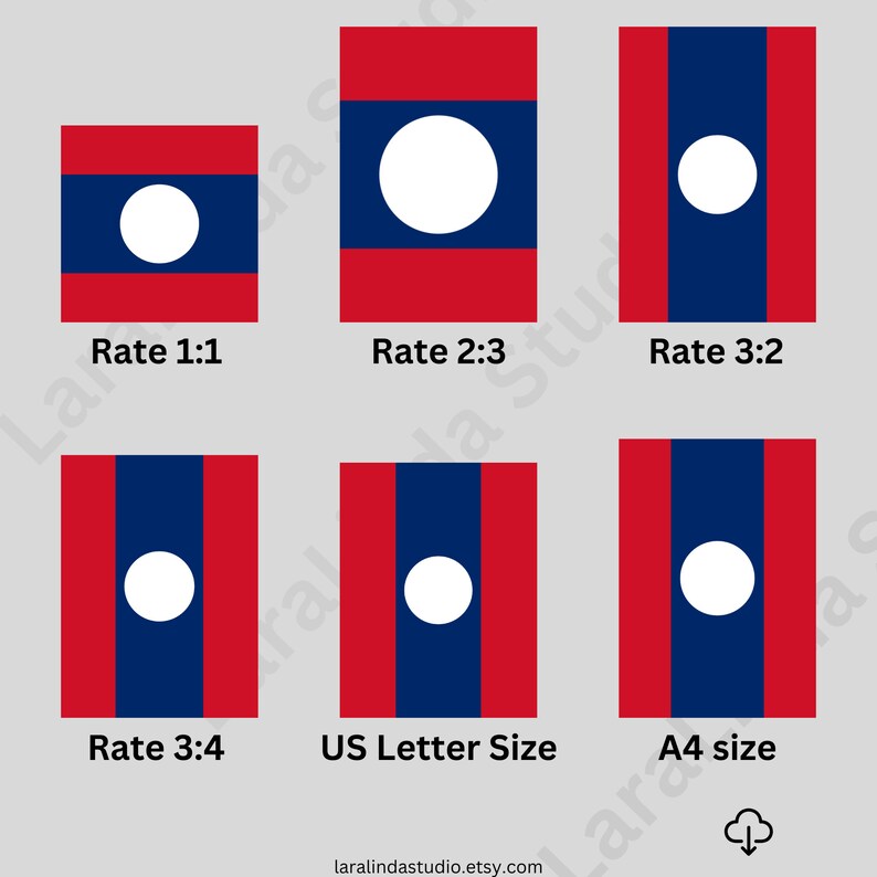 Laos Flag Bundle 77 SVG &amp; 77 PNG Printable Files for Ready to Use ...