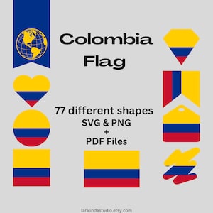 Colombia Flag Bundle 77 SVG & PNG Printable Files for Ready to Use Designs South America Country Flags