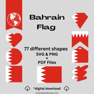Bahrain Flag Bundle 77 SVG & 77 PNG Printable Files for Ready to Use Designs Asia Country Flag Printable Pennants and Printable Banners