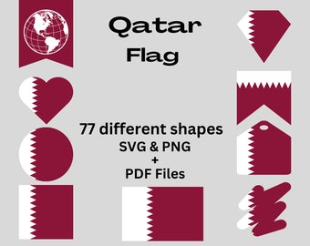 Qatar Flag Bundle 77 SVG & 77 PNG Printable Files for Ready to Use Designs Asia Country Flag Printable Banners and Printable Pennants