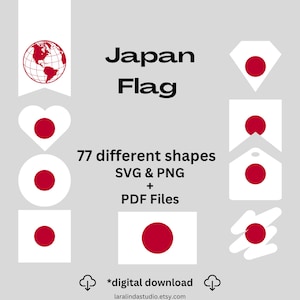 Japan Flag Bundle 77 SVG & 77 PNG Printable Files for Ready to Use Designs Asia Country Flag Printable Banners and Printable Pennants