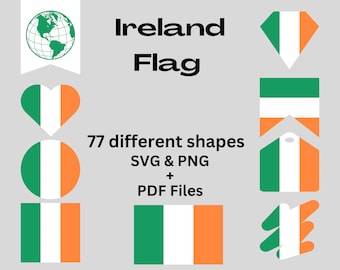 Ireland Flag Bundle 77 SVG & PNG Printable Files for Ready to Use Designs Europe Country Flag Printable Pennants and Printable Banners