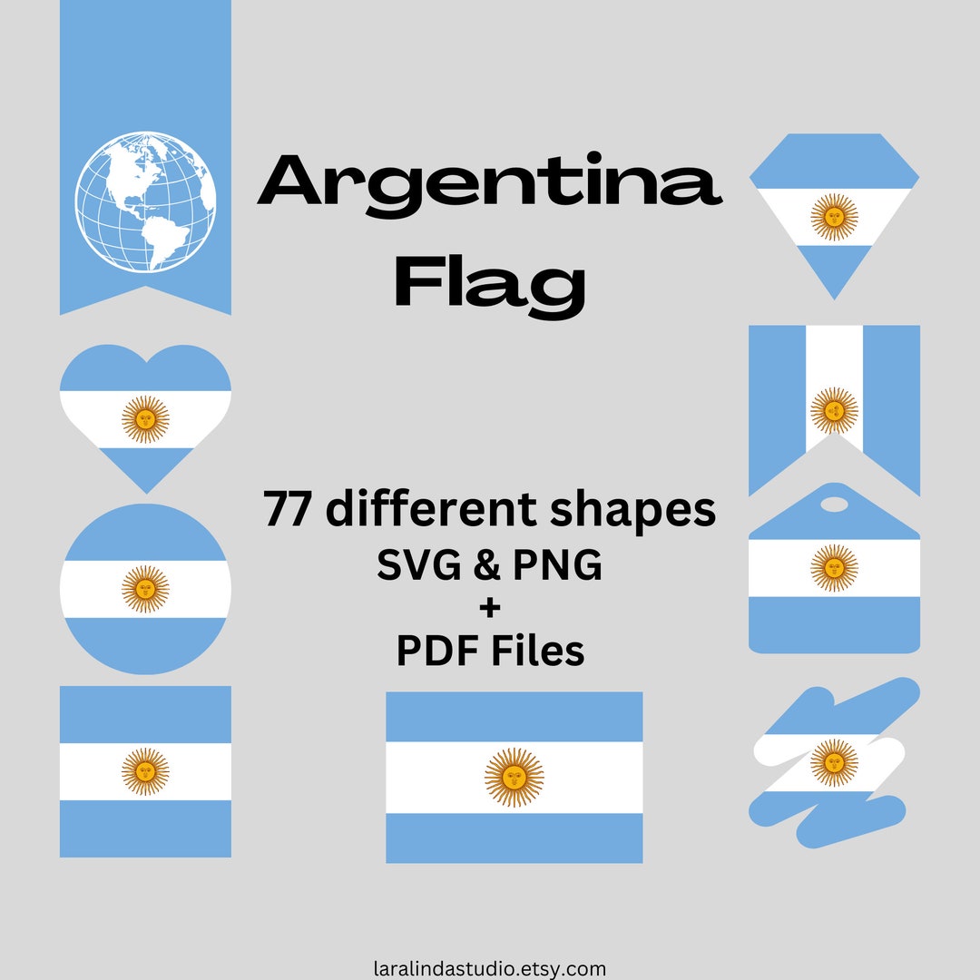 Argentina Flag Bundle 77 SVG &amp; PNG Printable Files for Ready to Use ...
