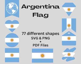 Argentina Flag Bundle 77 SVG & PNG Printable Files for Ready to Use Designs South America Country Flags