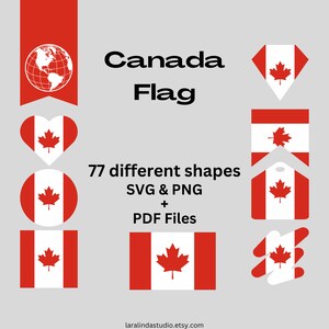 Paquete de bandera de Canadá 77 archivos imprimibles SVG y PNG para diseños listos para usar Bandera del país de América del Norte
