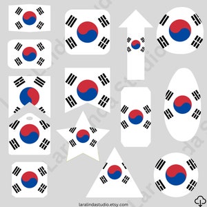 South Korea Flag Bundle 77 SVG &amp; 77 PNG Printable Files for Ready to ...