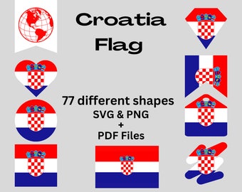 Croatia Flag Bundle 77 SVG & PNG Printable Files for Ready to Use Designs Europe Country Flag Printable Pennants and Printable Banners
