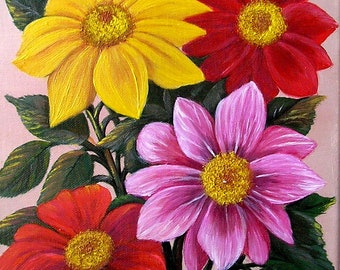 Original oil Painting" Flowers from my childhood" Oil painting. Oil on canvas. 25x30. Summer flowers. Flowers painting. A gift for woman.