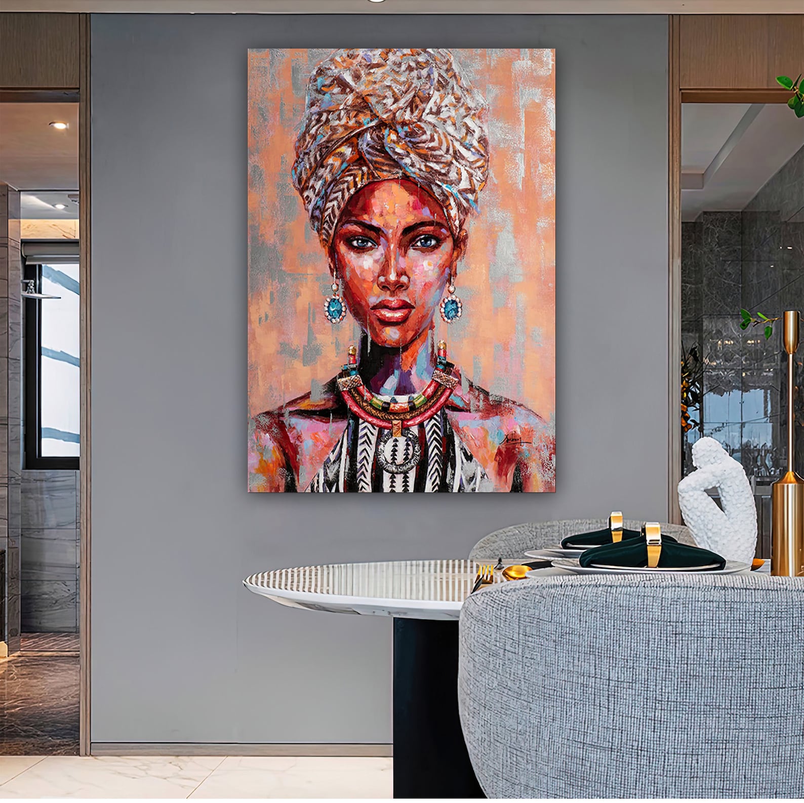 African Woman in Turban Canvas Wall Art Black Woman Canvas - Etsy