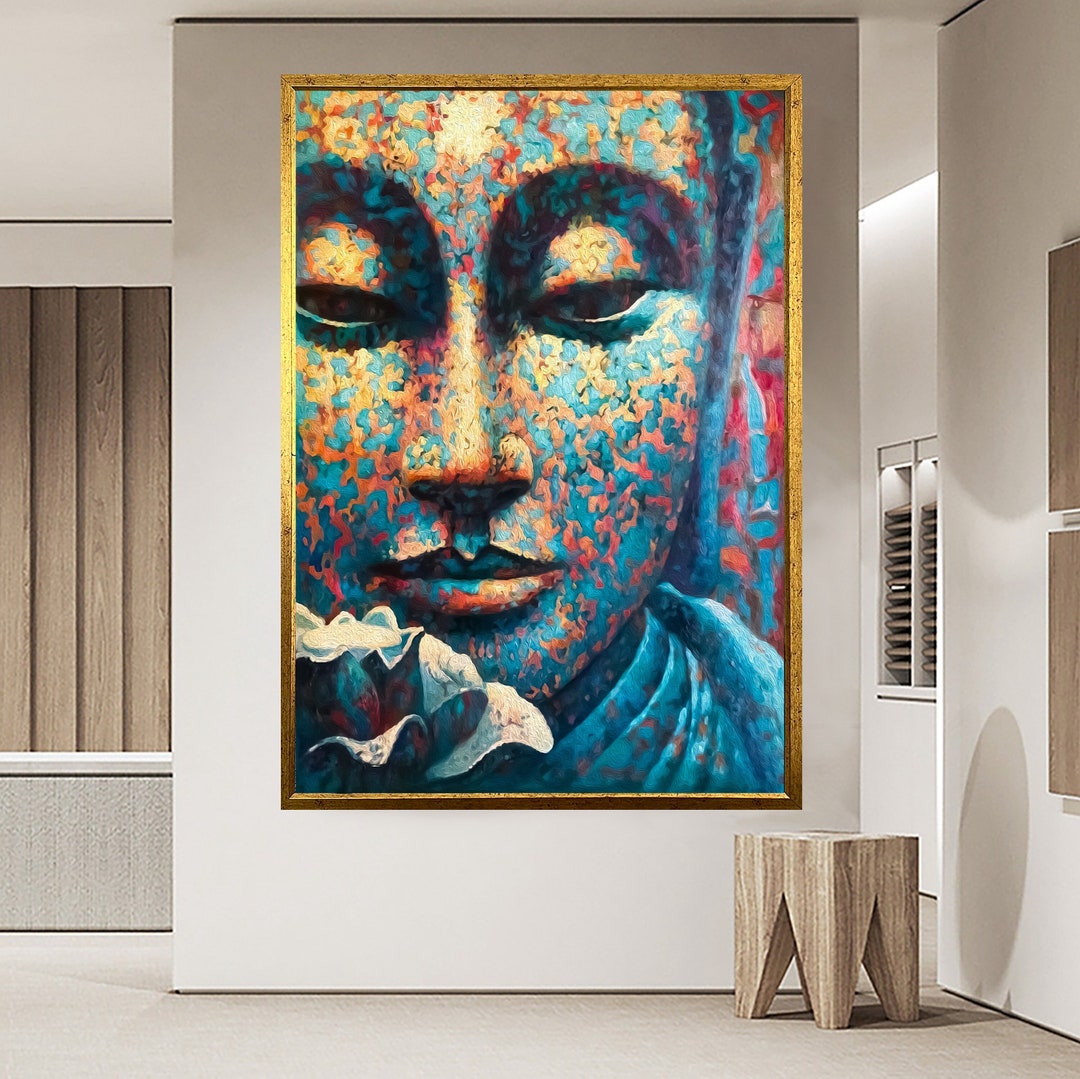 Buddha Canvas Wall Art, Buddhism Wall Art Decor, Spiritual Canvas Print