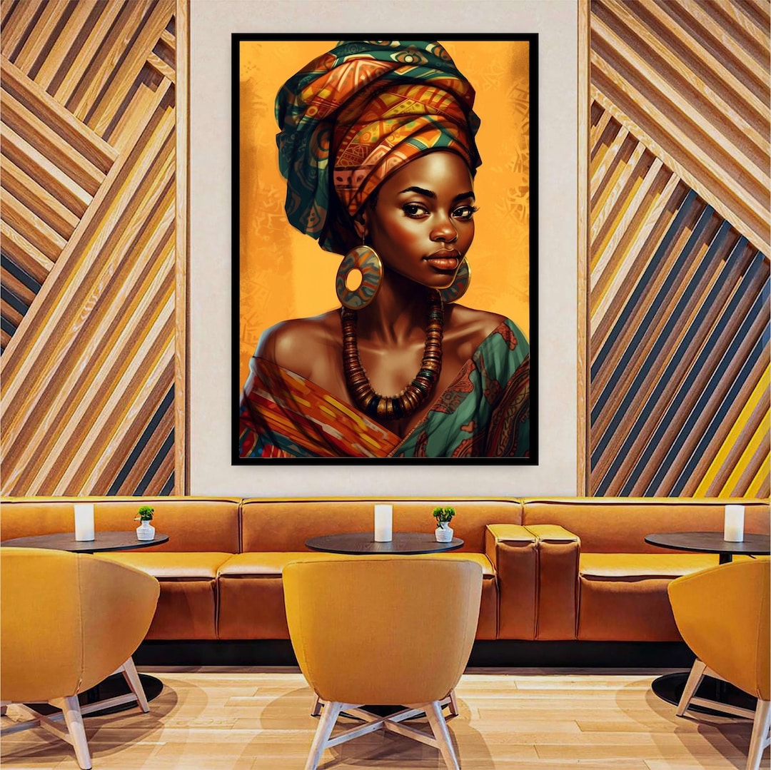 African Woman With Crown Canvas Painting Posters And Prints Wall Art Home Decor