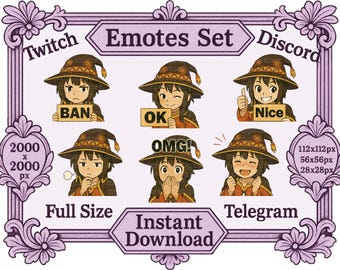 PNG-bestanden - schattige kawaii explosie meisje anime reactie emotie emotes twitch discord set - afdrukbaar bestand, kawaii sticker, game-emote set,