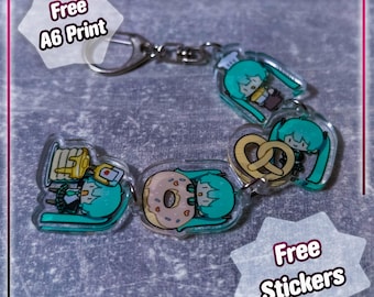 Miku Vocaloid keychain acrylic multi-part pendant - cute anime accessory