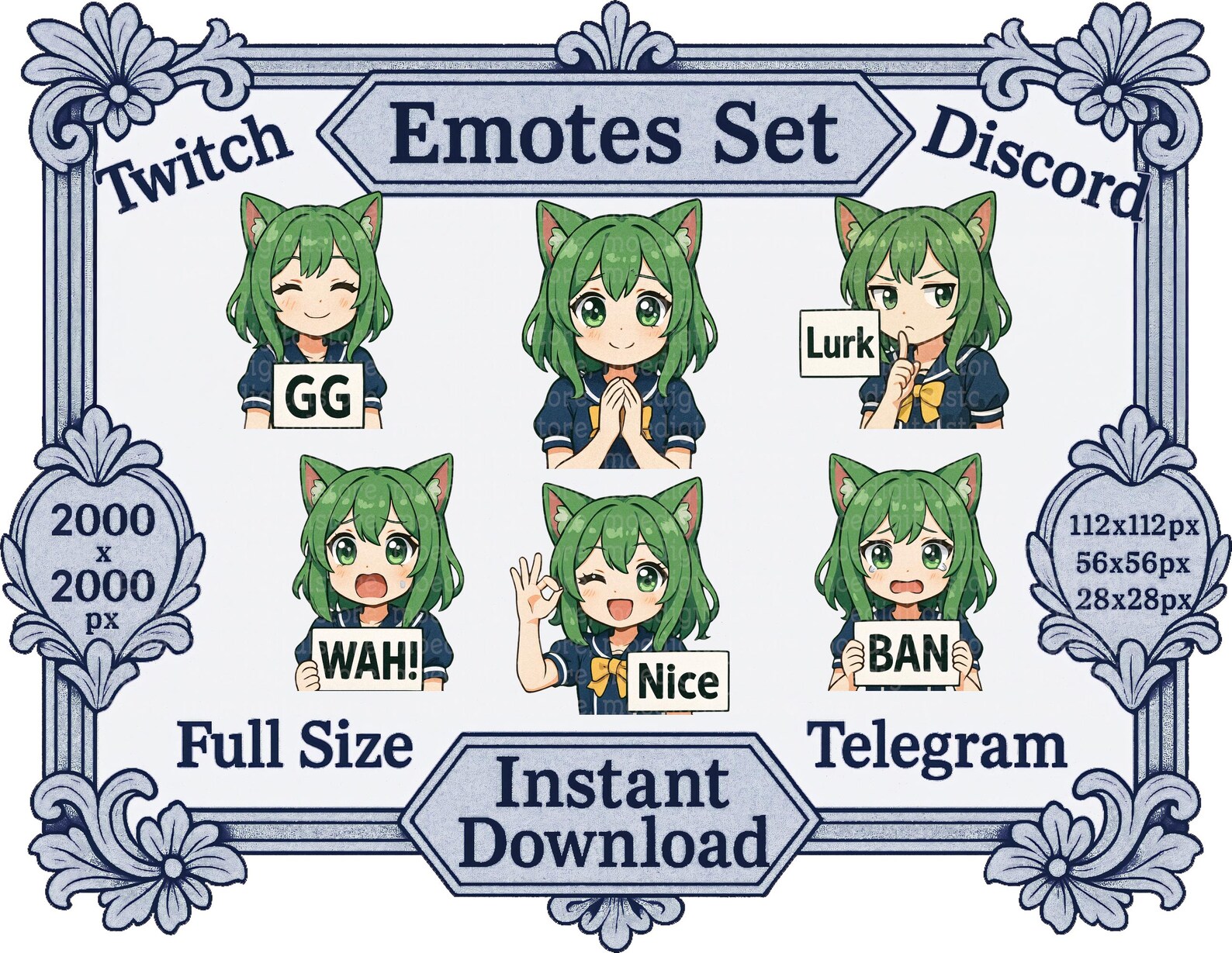 PNG Files - Cute Anime Cat Girl Shy Neko Reaction Emotion Emotes Twitch ...