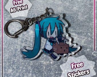 Miku Vocaloid keychain acrylic pendant - cute anime accessory, Virtual Singing Idol Girl